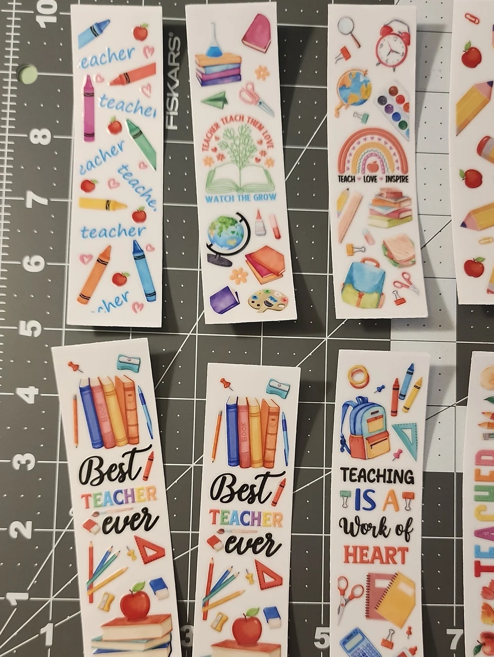 UVDTF Teacher-Themed Pen or Bookmark Set - Colorful School Icons